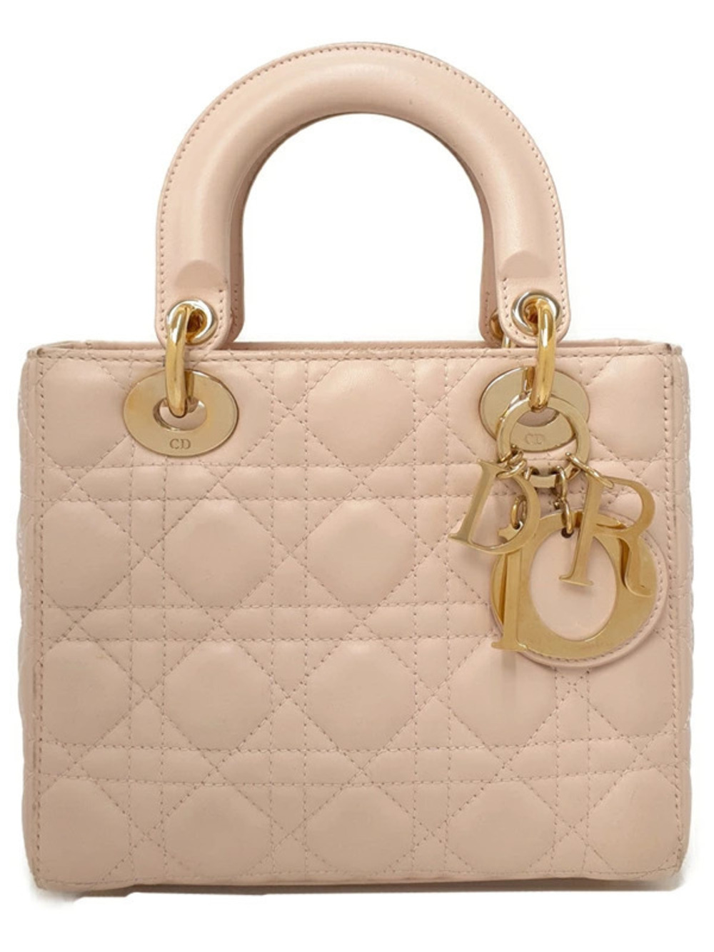 Christian Dior Powder Pink Cannage Lambskin Lady Dior Bag quilting